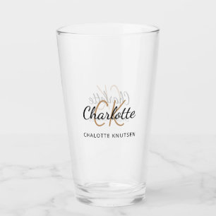 Verre Monogramme initiales script or noir