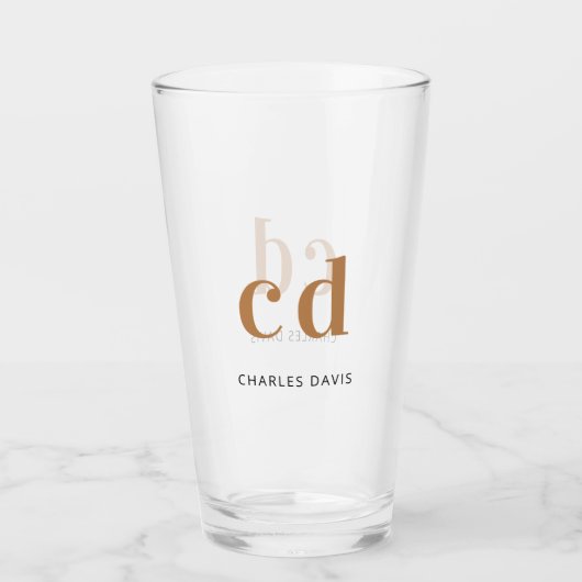 Verre Monogramme initiales script or noir (Devant)