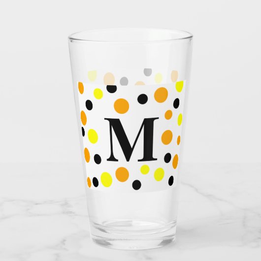 Verre Monogramme Jaune Orange Noir Pois (Dos)