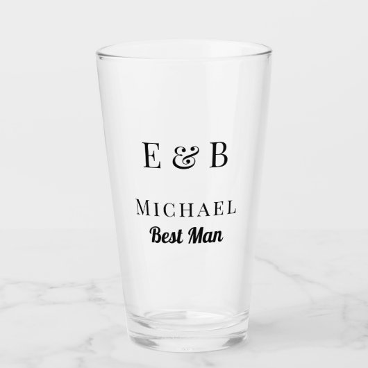 Verre Monogramme Mariage Best Man Cadeau Black personnal (Devant)