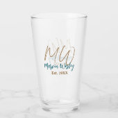 Verre Monogramme marron bleu turquoise année simple mini (Dos)