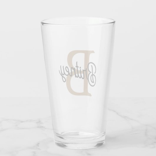 Verre Monogramme moderne élégant Nom Black Gold Script (Dos)