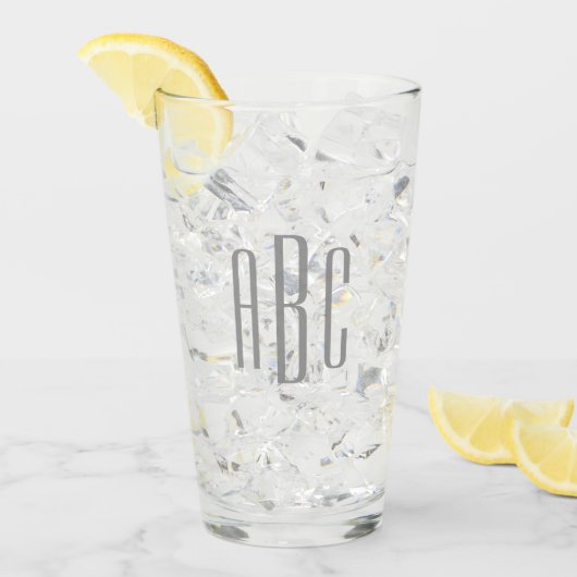 Verre Monogramme Moderne Gris Simple Trois Lettres (Devant glace)