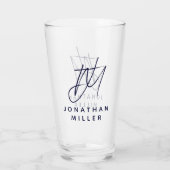 Verre Monogramme moderne Nom Bière simple (Dos)