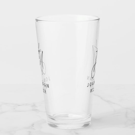 Verre Monogramme moderne Nom Bière simple (Gauche)