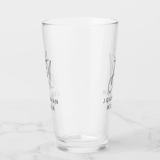 Verre Monogramme moderne Nom Bière simple (Droite)
