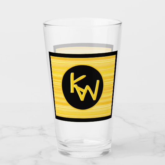 Verre Monogramme noir jaune citron rétro (Devant)