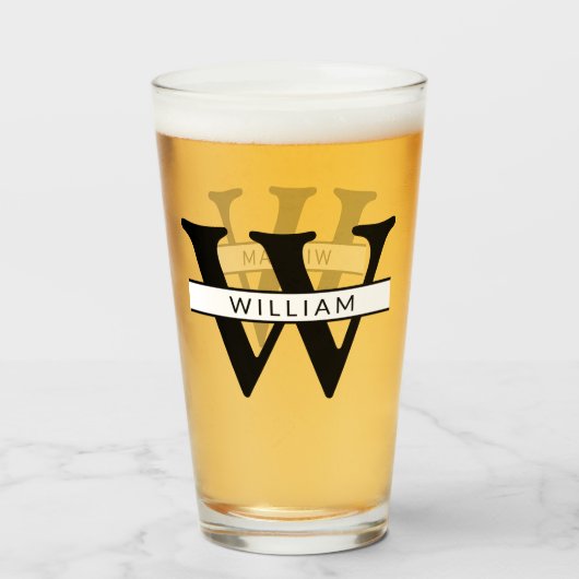 Verre monogramme personnalisé initial et nom simple (Dos (rempli))