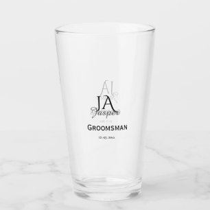 Verre Monogramme personnalisé témoin nom date