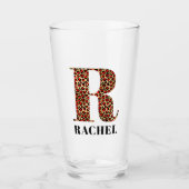 Verre Monogramme rouge et léopard d'or R (Devant)