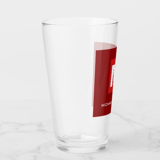 Verre Monogramme rouge foncé et design tendance ton nom (Droite)