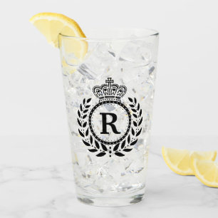 Verre Monogramme royal noir de la couronne de
