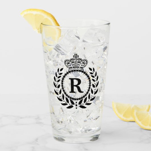 Verre Monogramme royal noir de la couronne | de (Devant glace)
