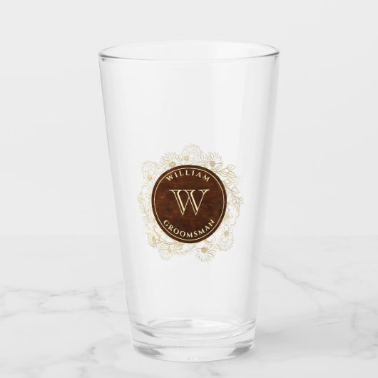 Verre Monogramme rustique Groomsman (Devant)