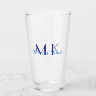 Verre monogramme simple minimaliste nom personnalisé ble