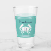 Verre Monogramme Turquoise Marine Bleu Crabe Blanc Nauti (Dos)