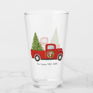 Verre Monographie d'arbre de Noël du Camion rouge Vintag