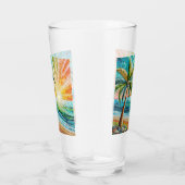 Verre Mosaic Tropical Beach Coucher de soleil Palm Tree (Droite)