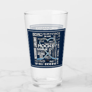 Verre Mot de Hockey Coeur Bleu Ice Logo Blanc 2