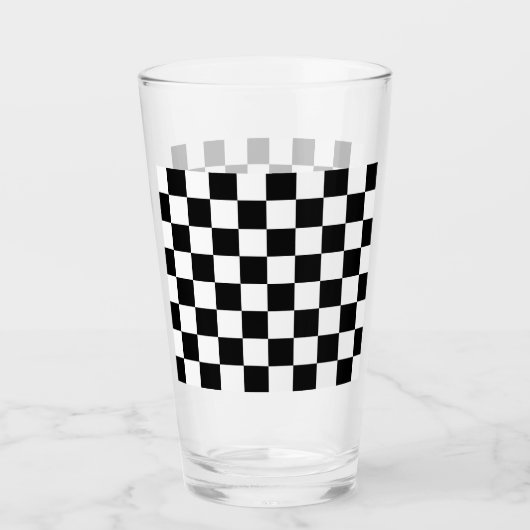 Verre Motif blanc de noir classique de damier (Devant)