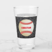 Verre Motif de baseball Chalkboard avec nom et baseball (Devant)
