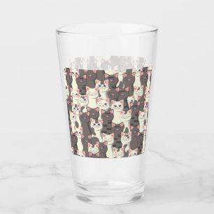 Verre Motif de chats blancs et gris