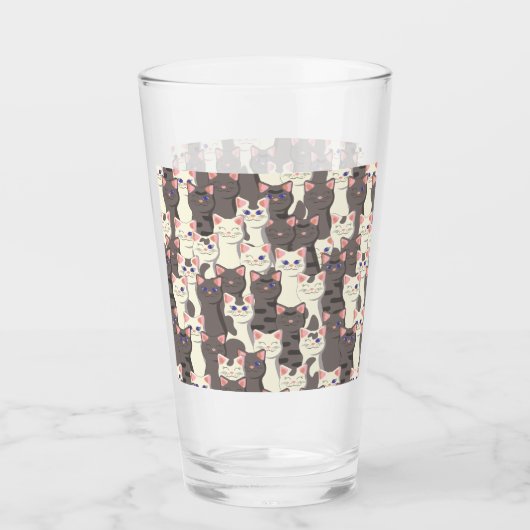 Verre Motif de chats blancs et gris (Devant)