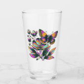 Verre Motif de fleurs de papillon vibrant (Devant)