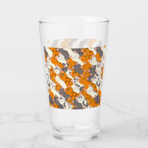 Verre Motif en diagonale du chat noir blanc gingembre