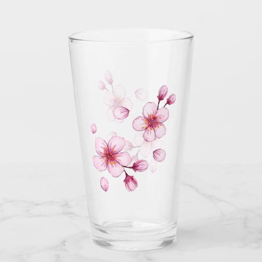 Verre Motif en fleurs de cerisier rose (Devant)