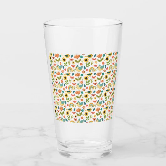 Verre Motif floral de l'aquarelle de printemps (Devant)