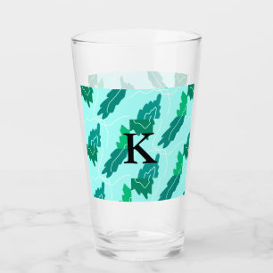 Verre Motif floral feuilles de turquoise vertes avec mon