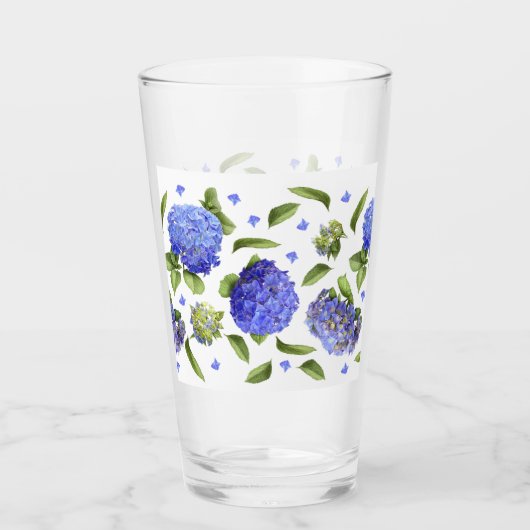 Verre Motif Hydrangeas Bleus (Devant)