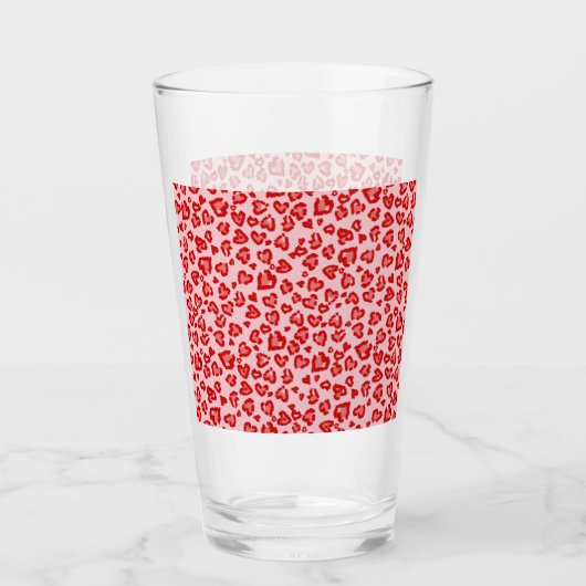 Verre Motif léopard des coeurs en rouge sur blush (Devant)