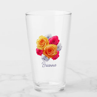 Verre Motif Rose en fleurs personnalisé