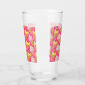 Verre Motif rose Kawaii avec crème glacée aux fraises (Droite)