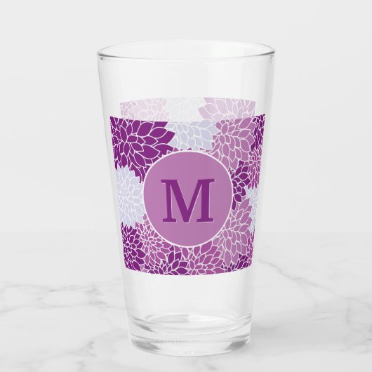 Verre Motif Vintage initial violet monogramme (Dos)