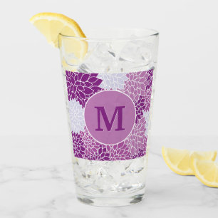 Verre Motif Vintage initial violet monogramme