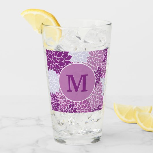 Verre Motif Vintage initial violet monogramme (Devant glace)