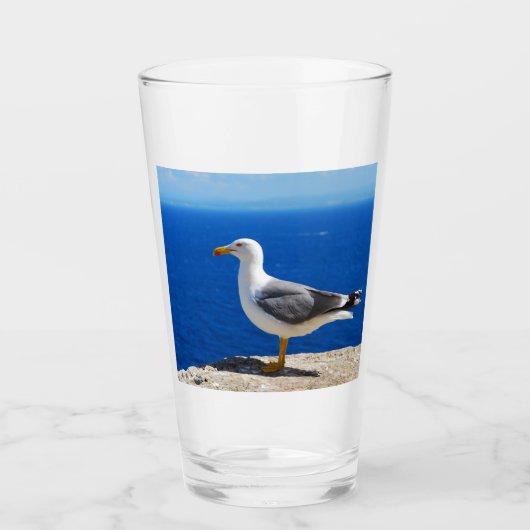 Verre Mouette à la plage (Devant)
