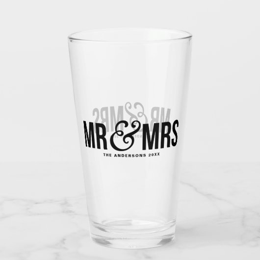 Verre Mr & Mrs Mariage Personnalisé Faveur (Dos)