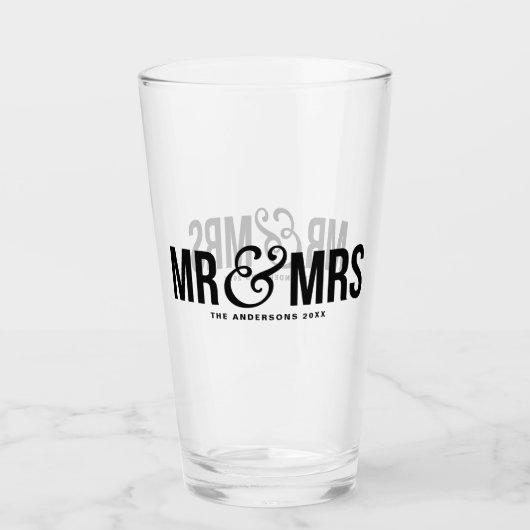 Verre Mr & Mrs Mariage Personnalisé Faveur (Devant)