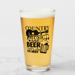 Verre Musique country et bière c'est pourquoi je suis ic