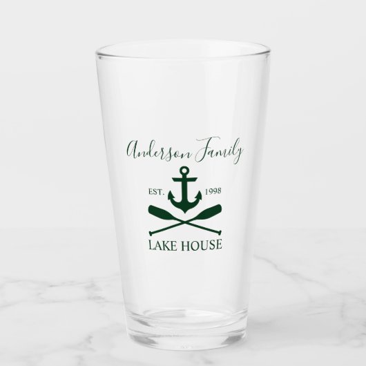 Verre Nautical Lake House Ancre Oars Nom de famille Gree (Devant)