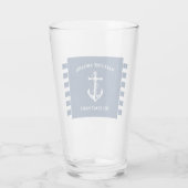 Verre Nautical Navy Blue Welcome Aboard Nom du bateau An (Dos)