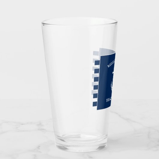 Verre Nautical Navy Blue Welcome Aboard Nom du bateau An (Droite)