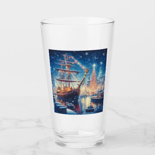 Verre Navire amarré de Noël/hiver (Devant)