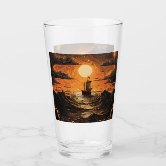 Verre Navire naviguant la nuit (Devant)