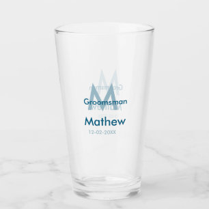 Verre Navy bleu nom de garçon d'honneur lettre date masc