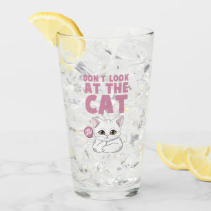 Verre Ne regardez pas le chat - Drôle chat blanc